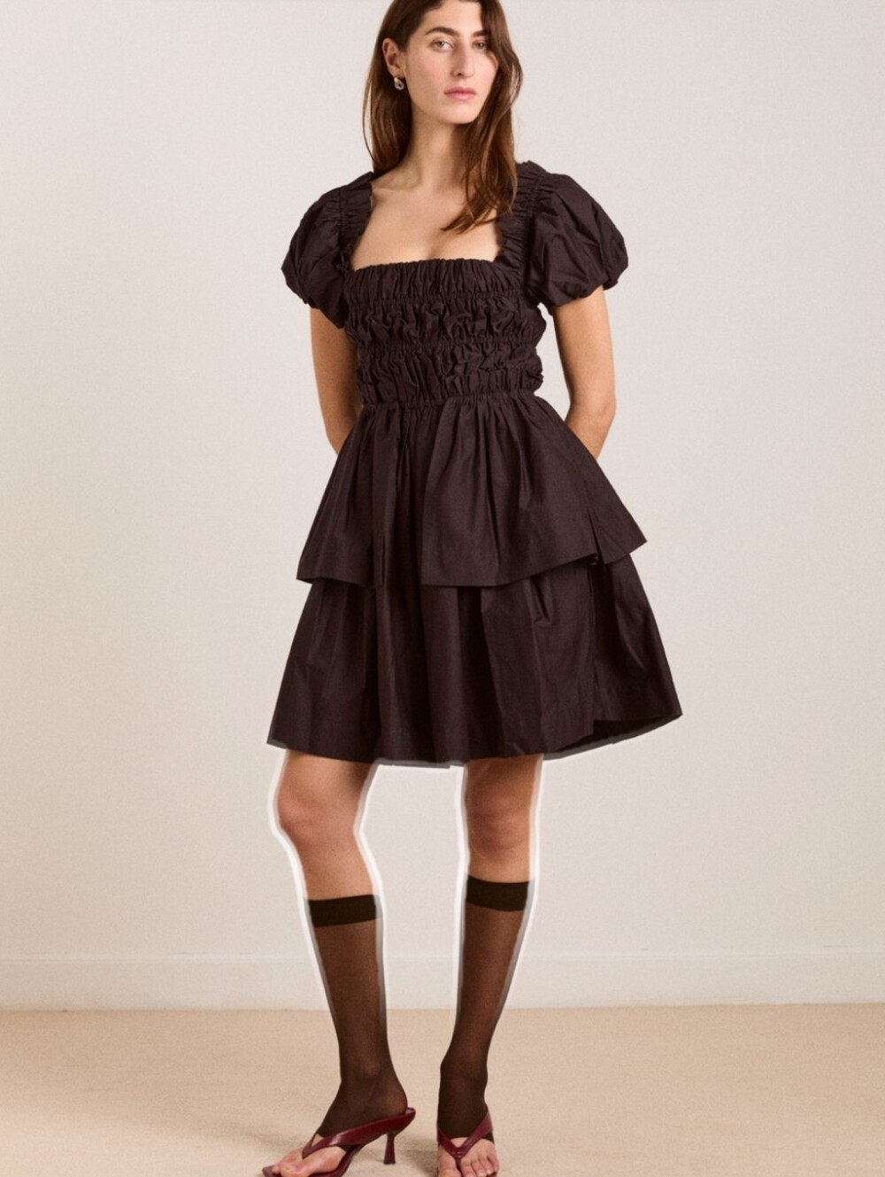 Damson Madder Lyza Mini Dress - Black EU Size 14/ US Size 10